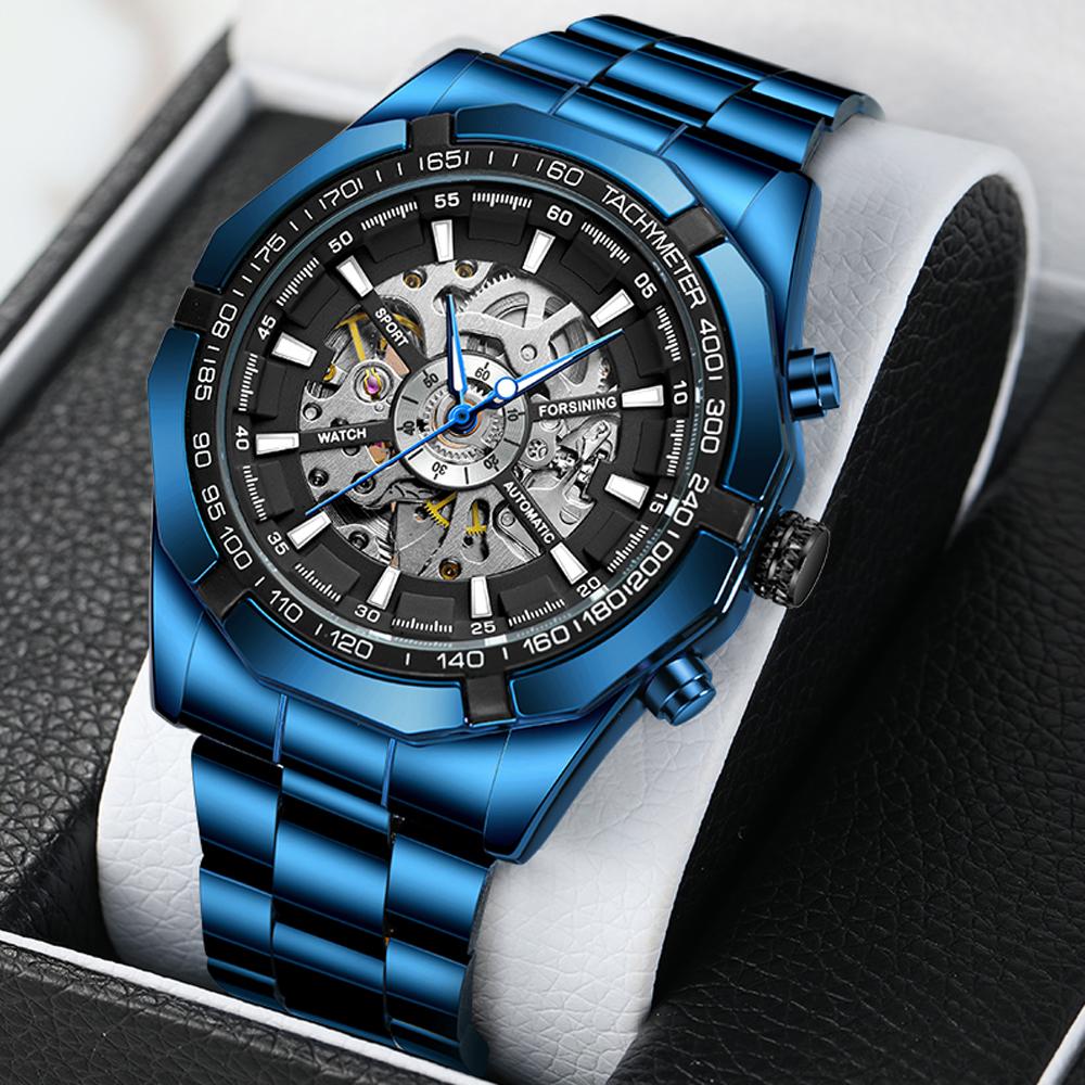 New Fashion Transparent Retro Men's Automatic Mechanical Watches Top Brand Luxury Stainless Steel Skeleton Clocks Reloj Hombre