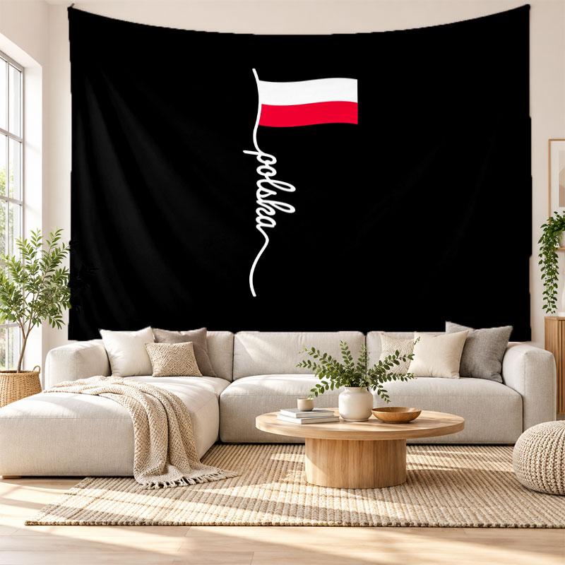 Tapisserie murale Pologne, Suspension murale en tissu doux, Toile de fond décorative pour chambre à coucher, Art mural pour la maison