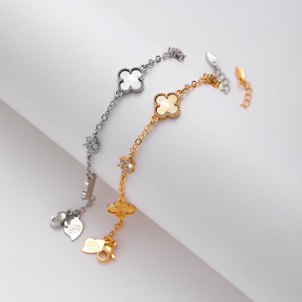 Clover Bracelet Color Preserved Gold Silver Inlaid Zircon Bracelet