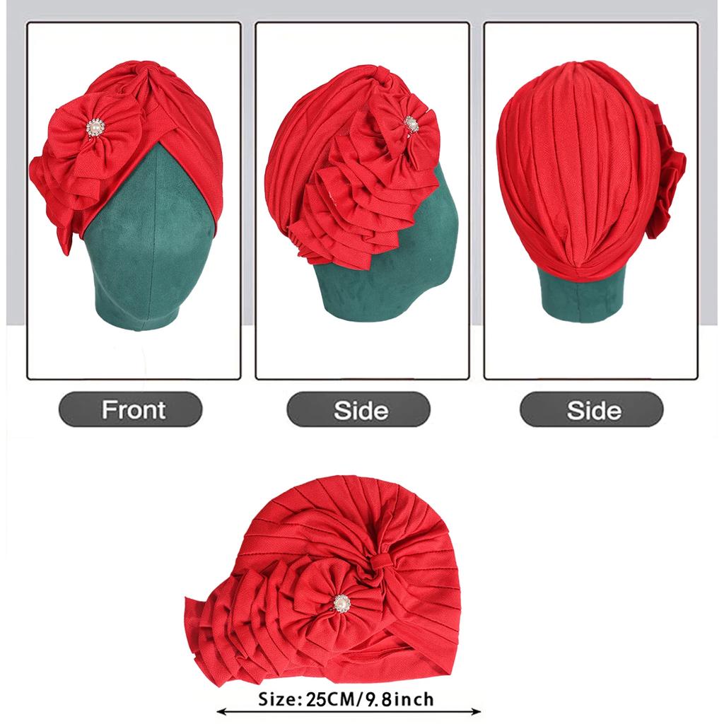 African Fashion Headband Hat Breathable Lightweight Flower Decoration Handmade Muslim Headband Hat 2025 New Gift