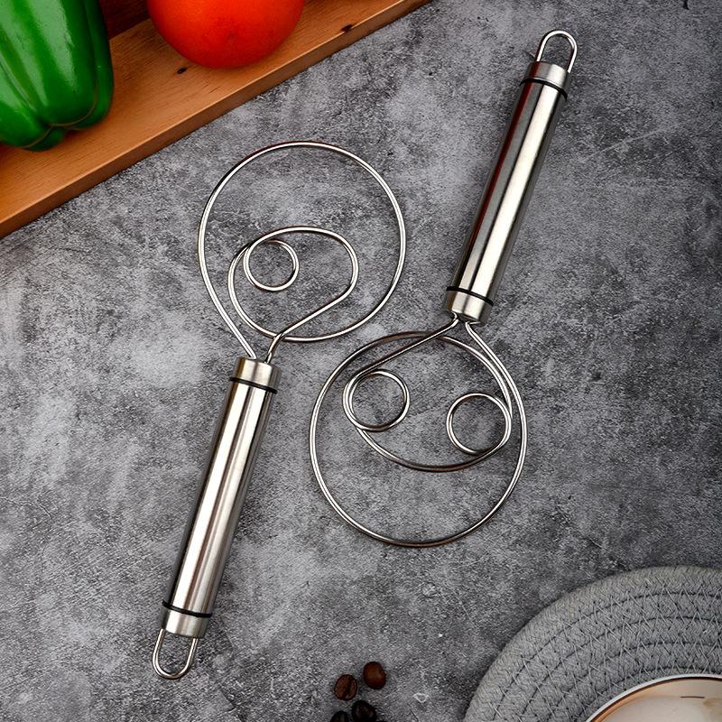 Leeseph Danish Dough Whisk, Flour Whisk, Stainless Steel Dough Mixer Blender, Bread Making Tools for Baking Mixing Sticks