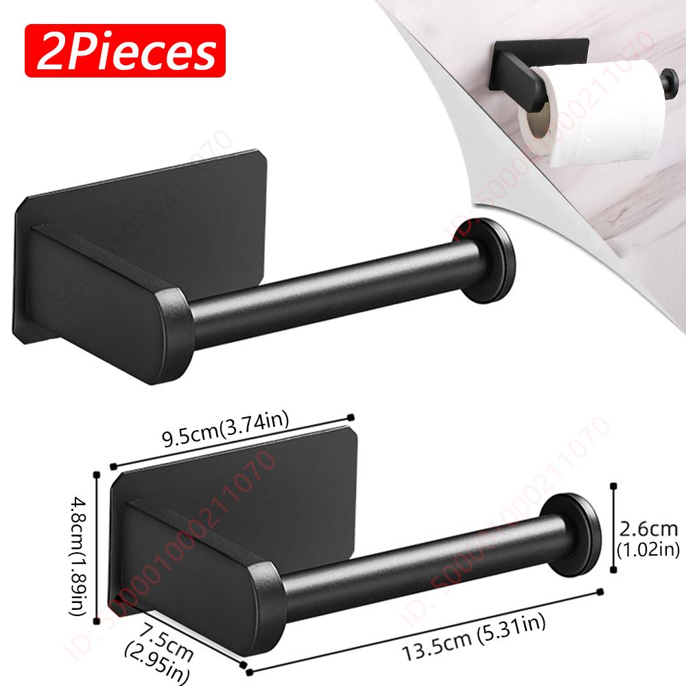 

1~2PCS Toilet Paper Rack Bathroom Paper Towel Holder Adhesive Absorbent Paper Dispenser WC Kitchen Hardware Storage Accessories 2Pcs Black Holder B