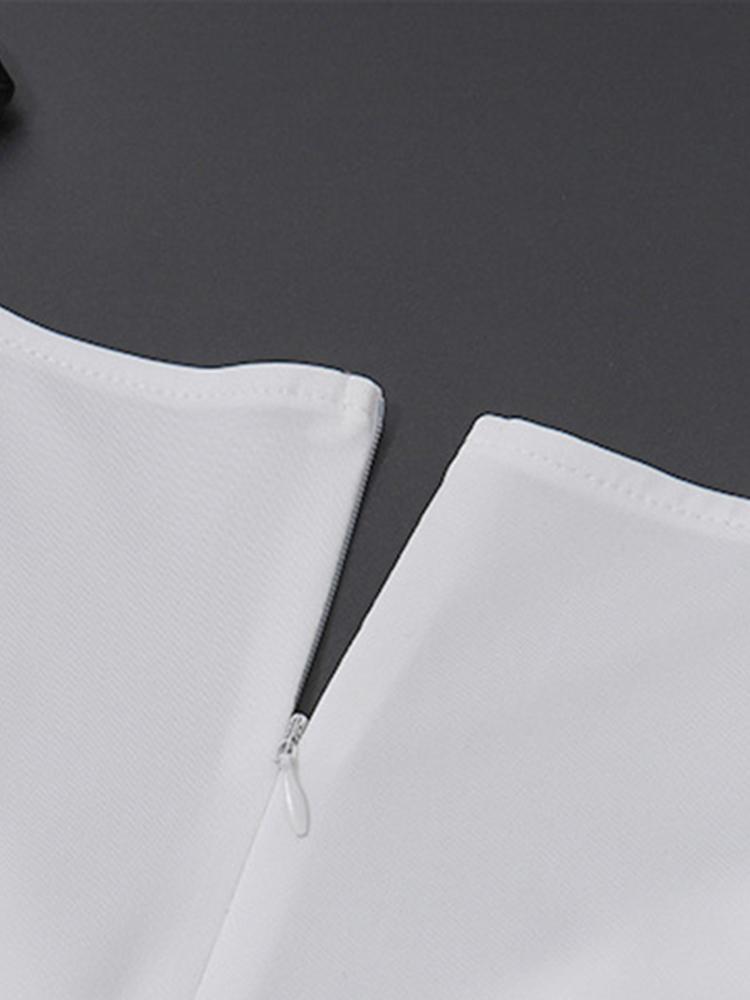 Bogen Patchwork V-Ausschnitt Kurzarm Damenkleid Sommer Party A-Linie Damen Lange Robe