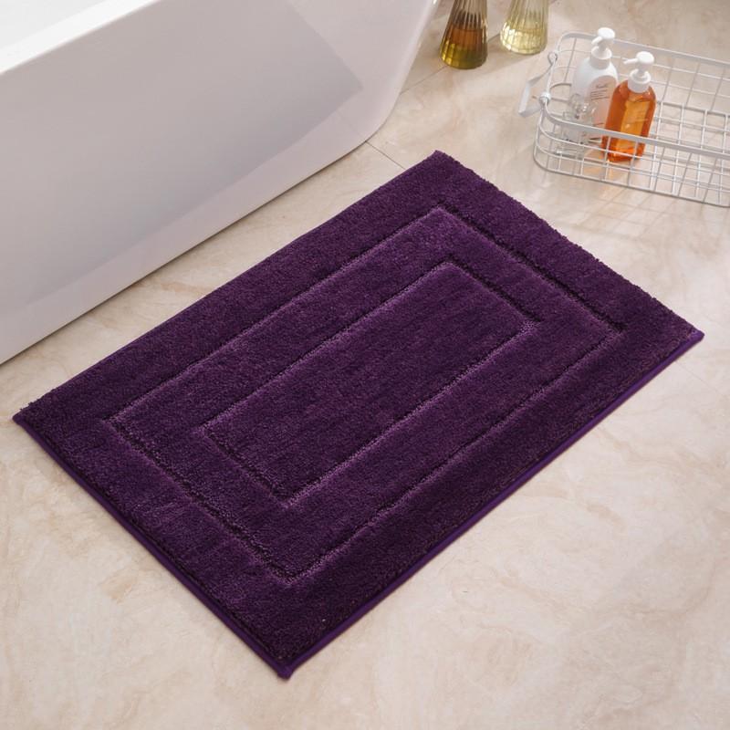Thick Absorbent Bath Mat Bathroom Door Non-Slip Floor Rug With Edge Binding Square Shape Machine Woven