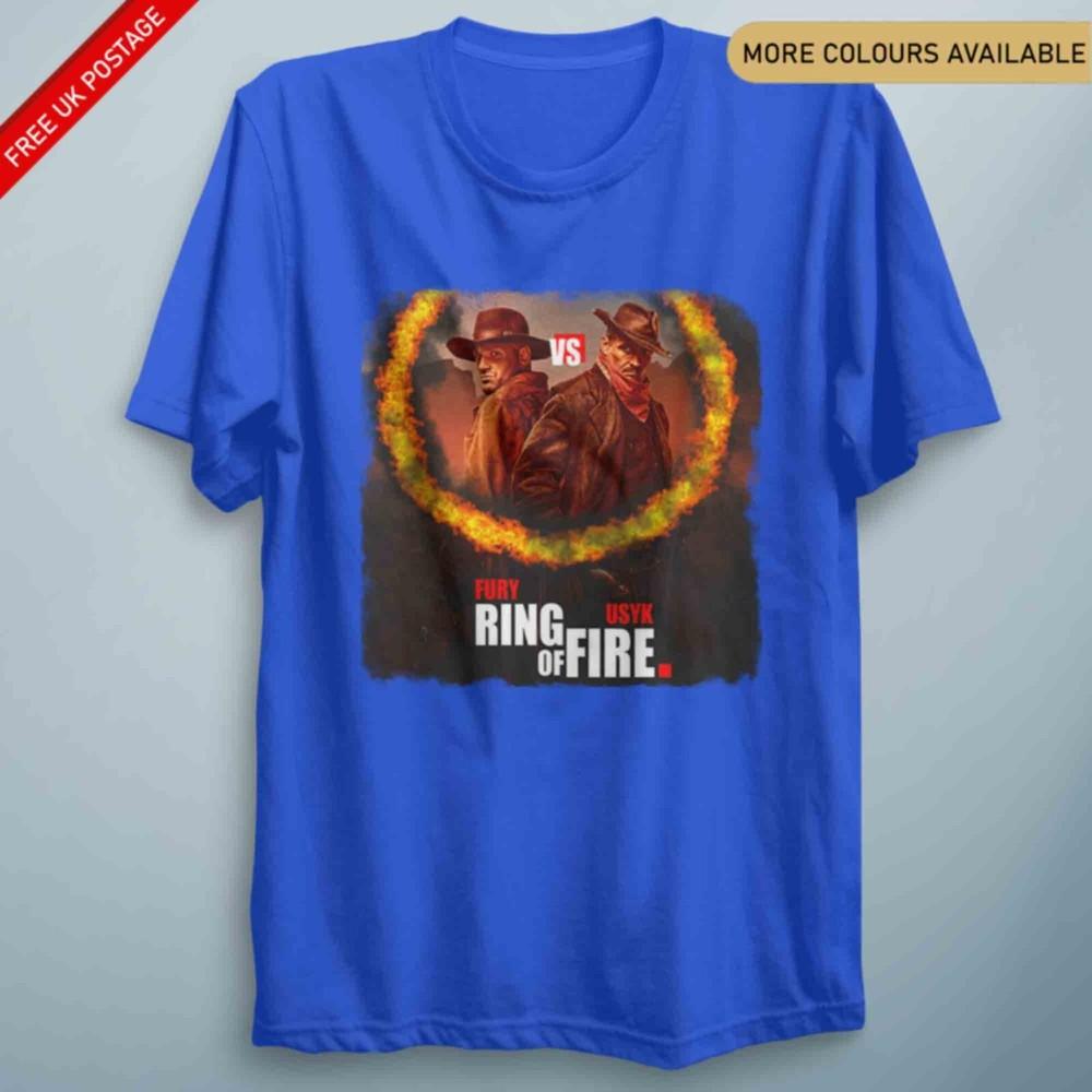 Fury Vs Usyk T Shirt Ring Of Fire Gym Clothing Exercise Boxing Training Top