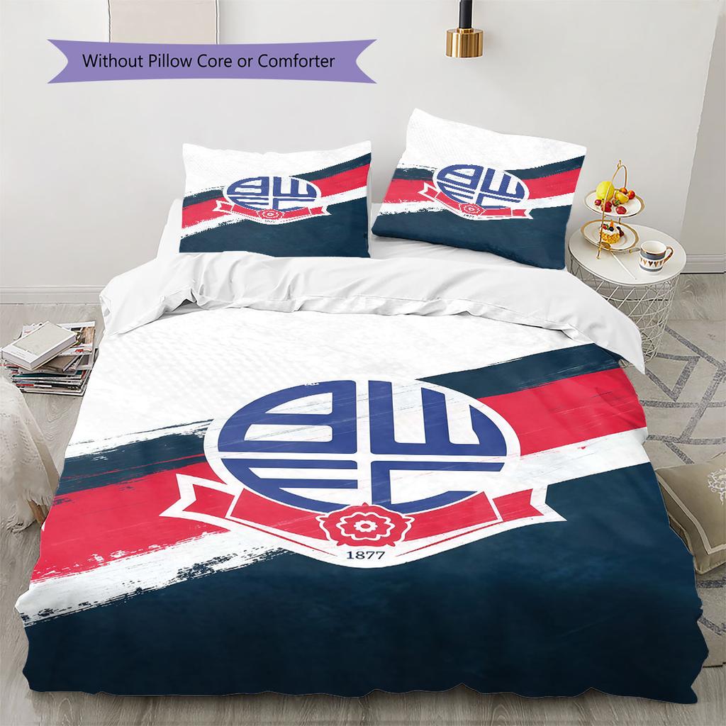 Bolton Wanderers F.C Bettwäsche Steppbett Set Bettbezug Kissenbezug Heimdekoration Geburtstagsgeschenk (1 Bettbezug + 2 Kissenbezüge, ohne Füllung)