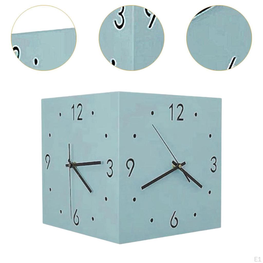 Faced Corner Timepiece Quiet Design Square Clock for Cafe Dining Area