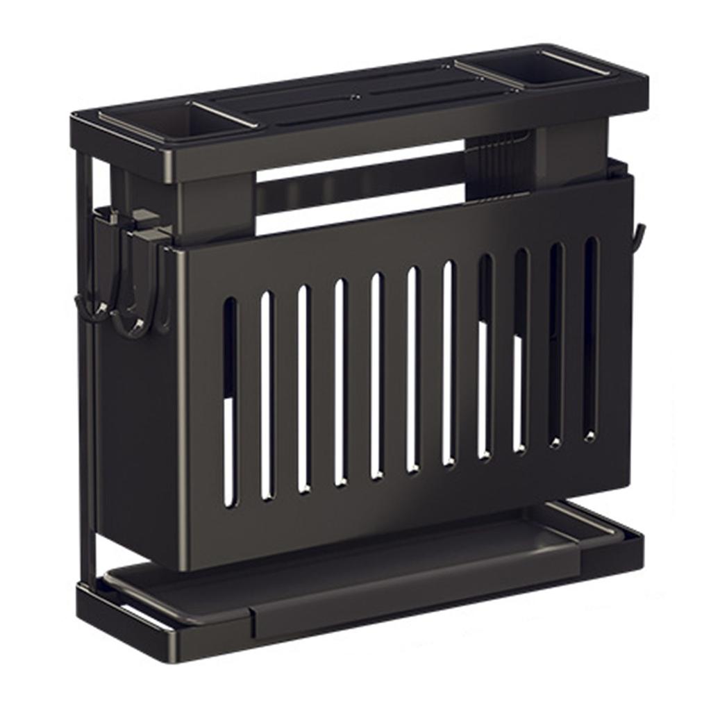 Kitchen Knives Chopstick Rack with Draining Tray Wall Mounted Multifunctional Utensil Knives Holder
