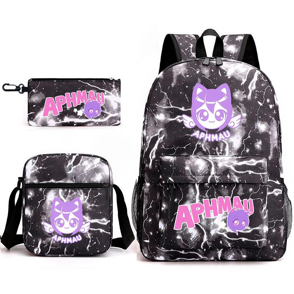 Spielwaren Aphmau Schultasche Cartoon Rucksack Federmäppchen Umhängetasche Dreiteiliges Set