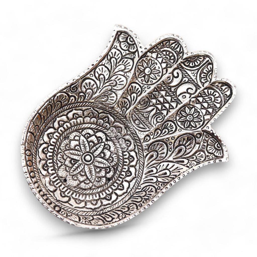 Incense Holder Hamsa Polished Aluminium Large