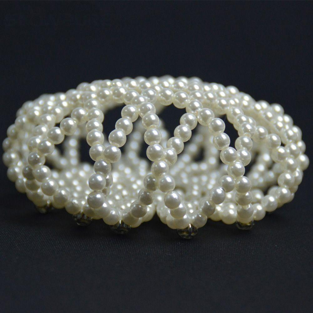 Ladies Girls Handmade Snood Crochet Crystal Dancing Hair Bun Bun Net Pearl Hair Nets Headwear