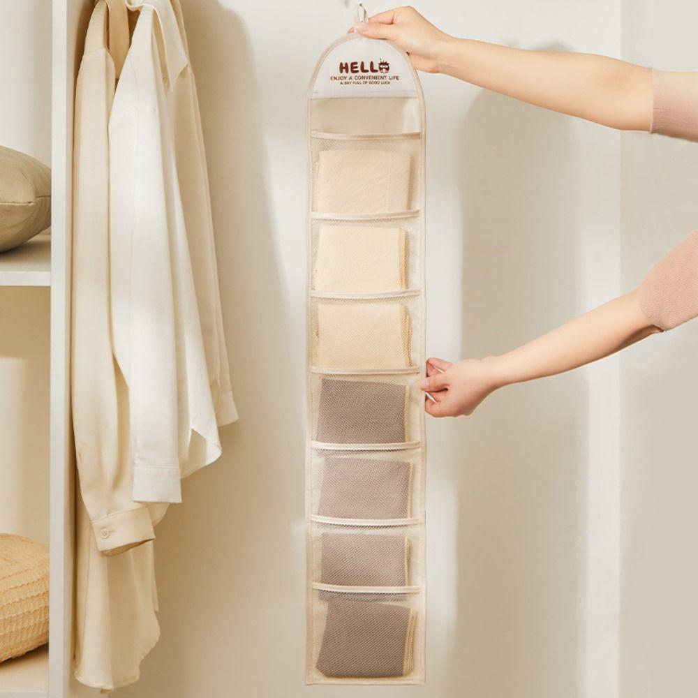 New 7 Grid Underwear Storage Bag Wall-mounted Behind The Door Sock Organizer Accessories Closet Wardrobe Hanging Organizer