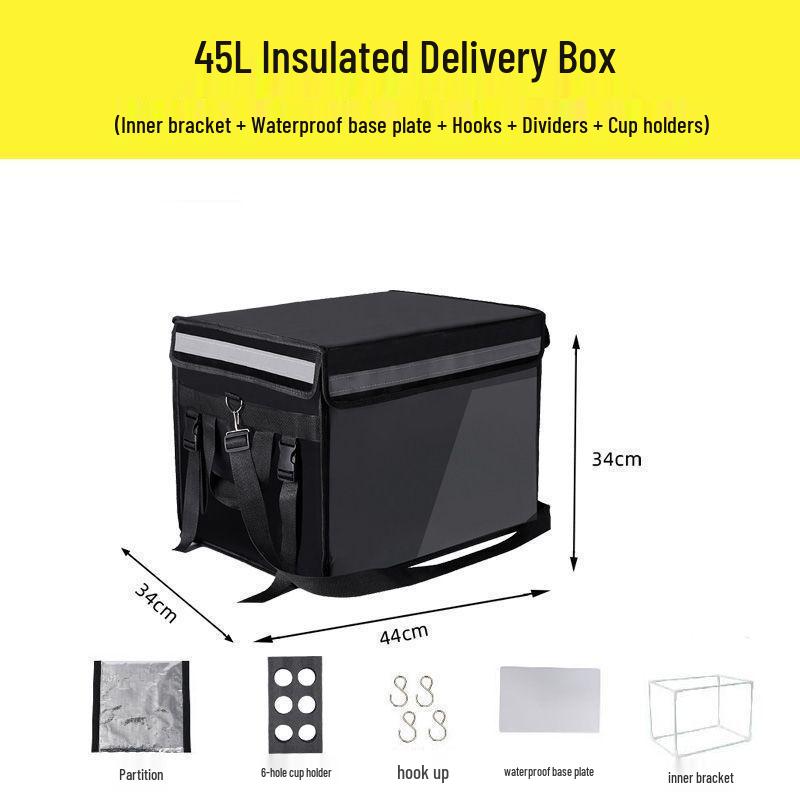 Thick Insulated Black Waterproof Takeaway Delivery Box for Car & Home Use