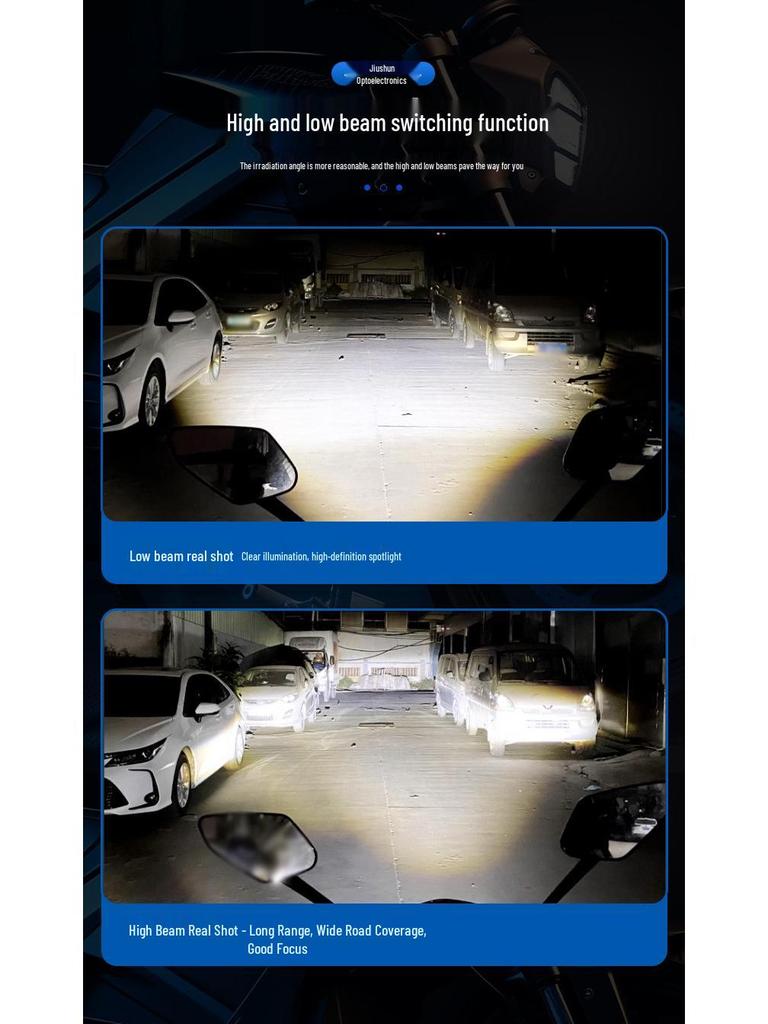 Motorcycle Three-Eye Spotlight, Dual-Color Yellow/White, Easy Installation, Outdoor Waterproof.