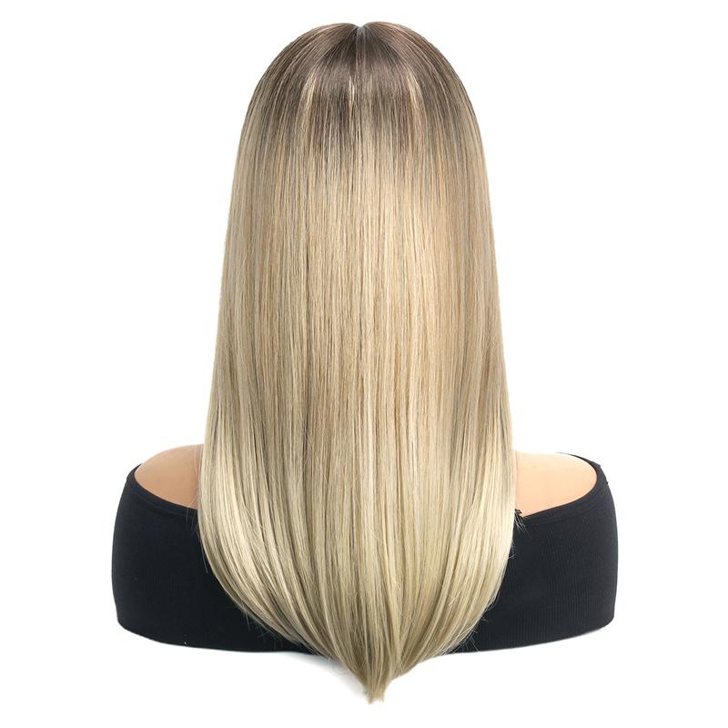 Long Ombre Blonde Wigs for Women Synthetic Hair Straight Wig with Bangs Cosplay Wigs Drag Queen Party Anime Movie Costume Wig