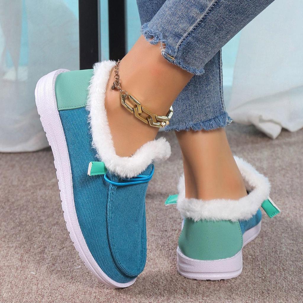 Large Casual Snow Boots Autumn Winter Round Head Short Tube Velvet Fleece Lace Up Cotton Boots Shoes 36-43