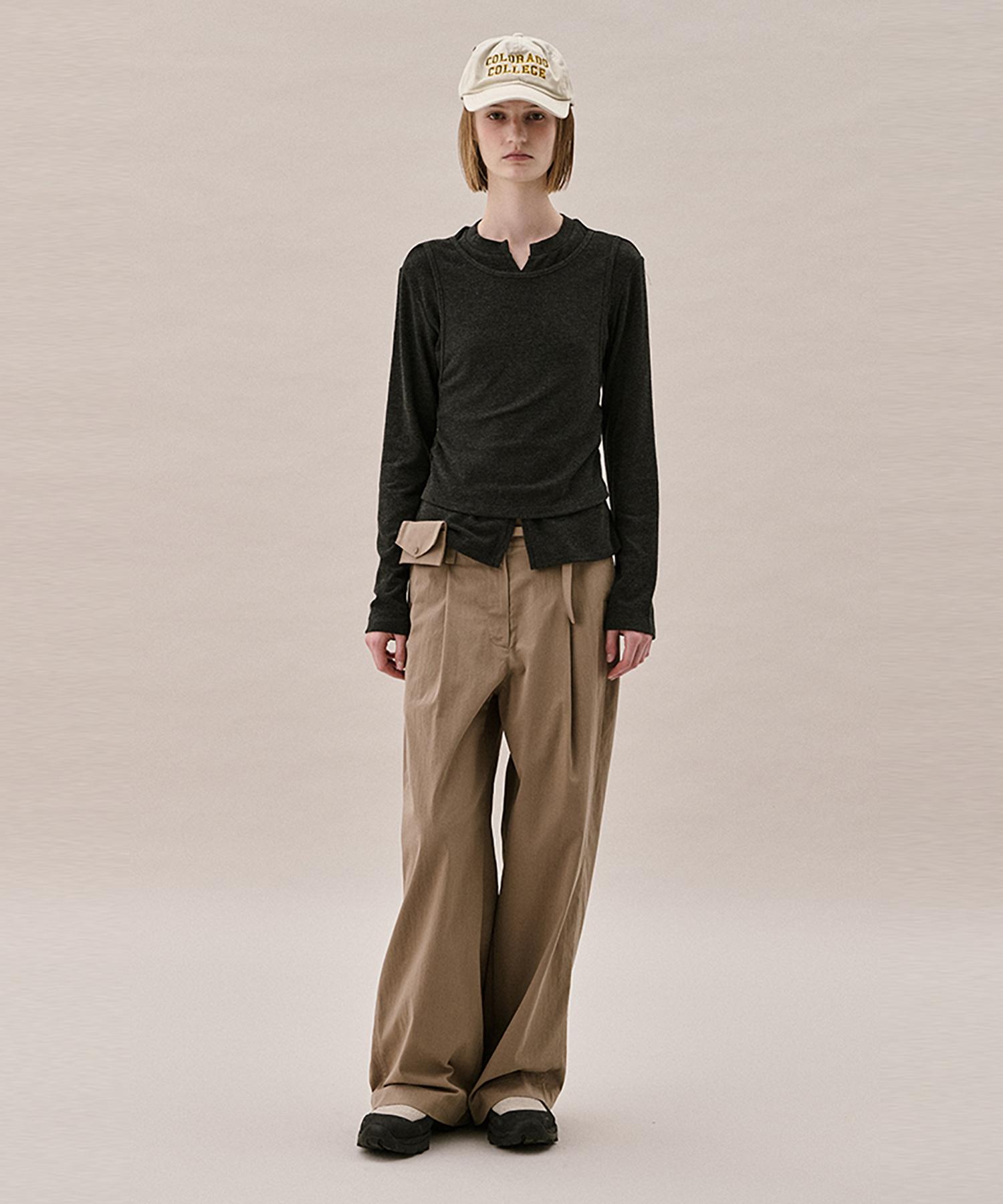 Awi Layered Jersey Top_Charcoal Melange Charcoal Melange/Ff