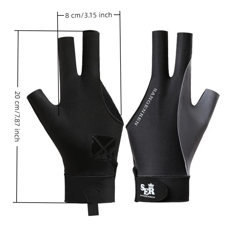 Breathable Soft Billiard Glove Anti-Slip Elastic Professional 3 Finger Fit for Indoor Billiard Sports Game Match Events