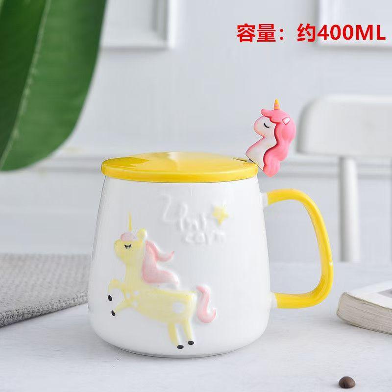 3D Unicorn Ceramic Mug Travel Coffee Mug With Spoon Milk Tea Cup Office Breakfast Drinkware Cup Wedding Birthday Gift Home Decor