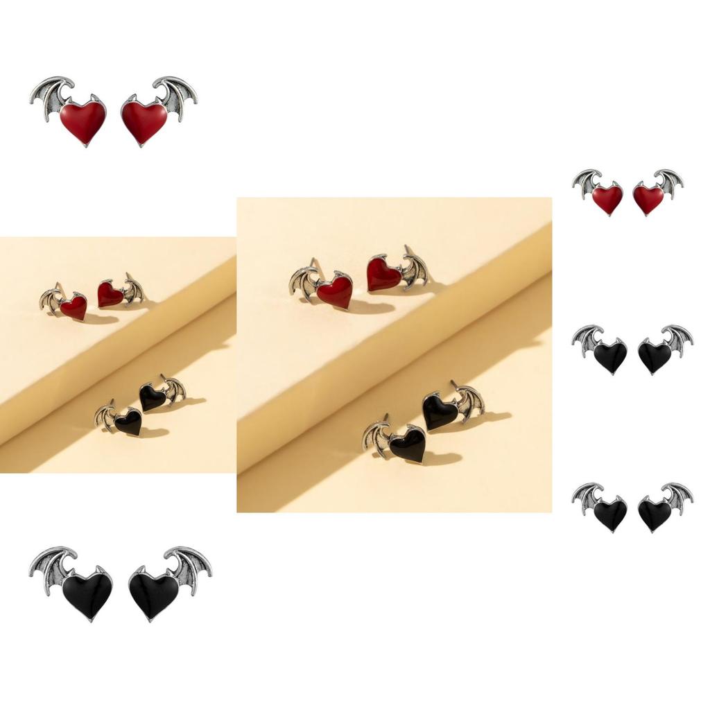 Stilvolle Legierung Flügel Herz Ohrstecker für Frauen Galvanisiert Kreativ Sommer 2022