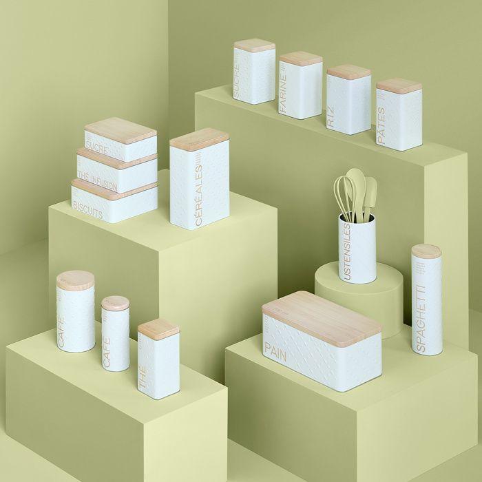5five - boîte à thé vrac métal "scandinave nature" blanc