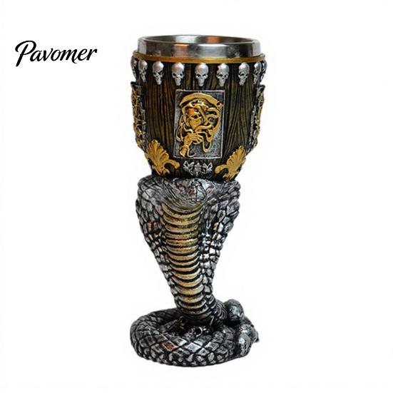 Unique Home Decor Gifts Horrible Resin Stainless Steel Skull Goblet, Retro Skeletal Wine Gothic Cup Cocktail Glasses, Vintage Whiskey for Halloween