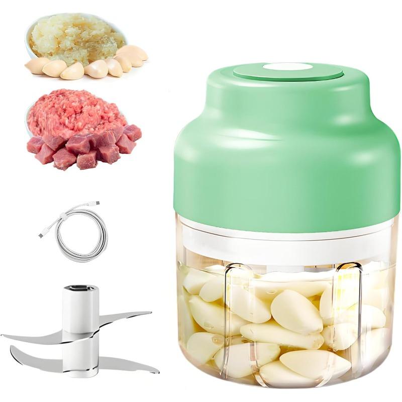 Rechargeable Electric Garlic & Vegetable Chopper - Cordless Mini Food Processor with 6 Blades for Onion,Nut,Herb, 320ml Capacity