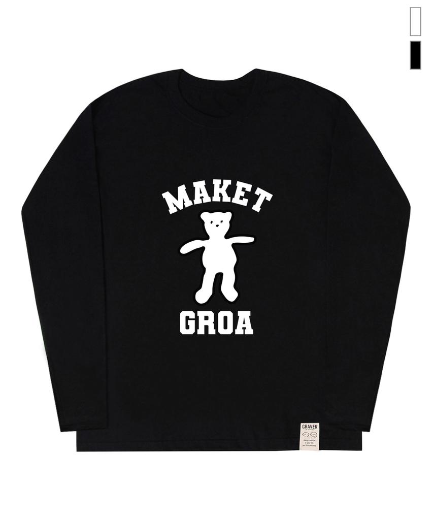 GRAVER [Unisex] Maket Bear Long Sleeve T-Shirt_2 Colors
