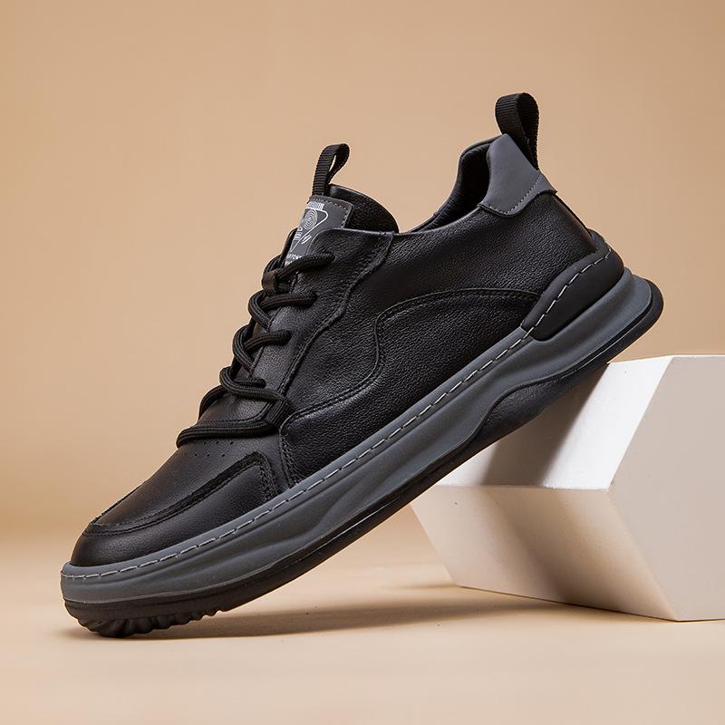 The first layer of cowhide white shoes 2025 autumn European station men's shoes platform trend sports and leisure shoes men's board shoes tide