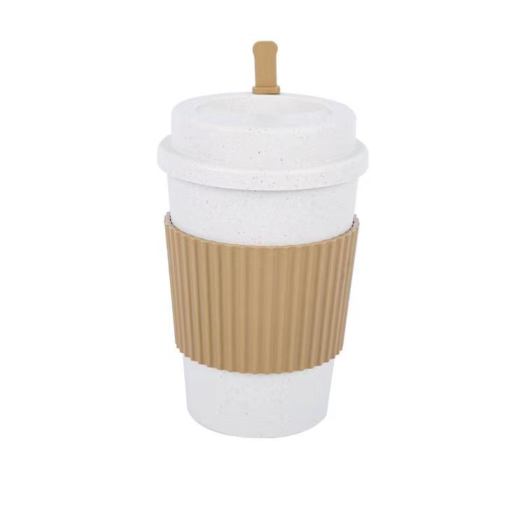 Wheat Straw Coffee Cup, European Portable Water Cup, Outdoor Leisure Cup, Personalized With Lid