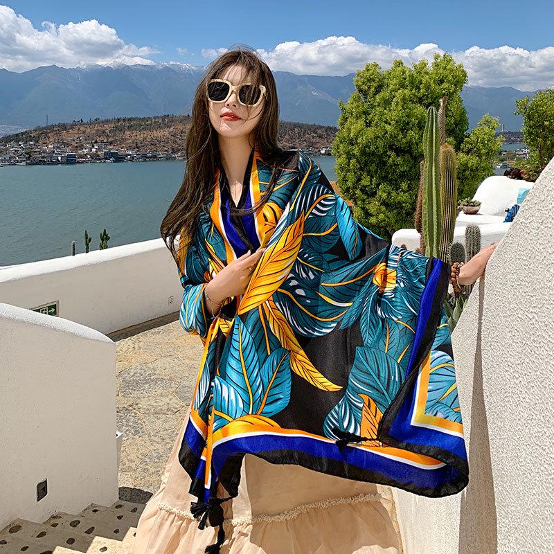 Ethnic Style Silk Scarf: Women's Sunscreen Shawl & Beach Towel