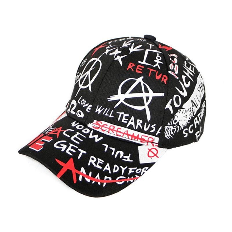 Tide print sunshade hip hop cap neutral adjustable baseball cap Korean version sun hat cap sun protection breathable