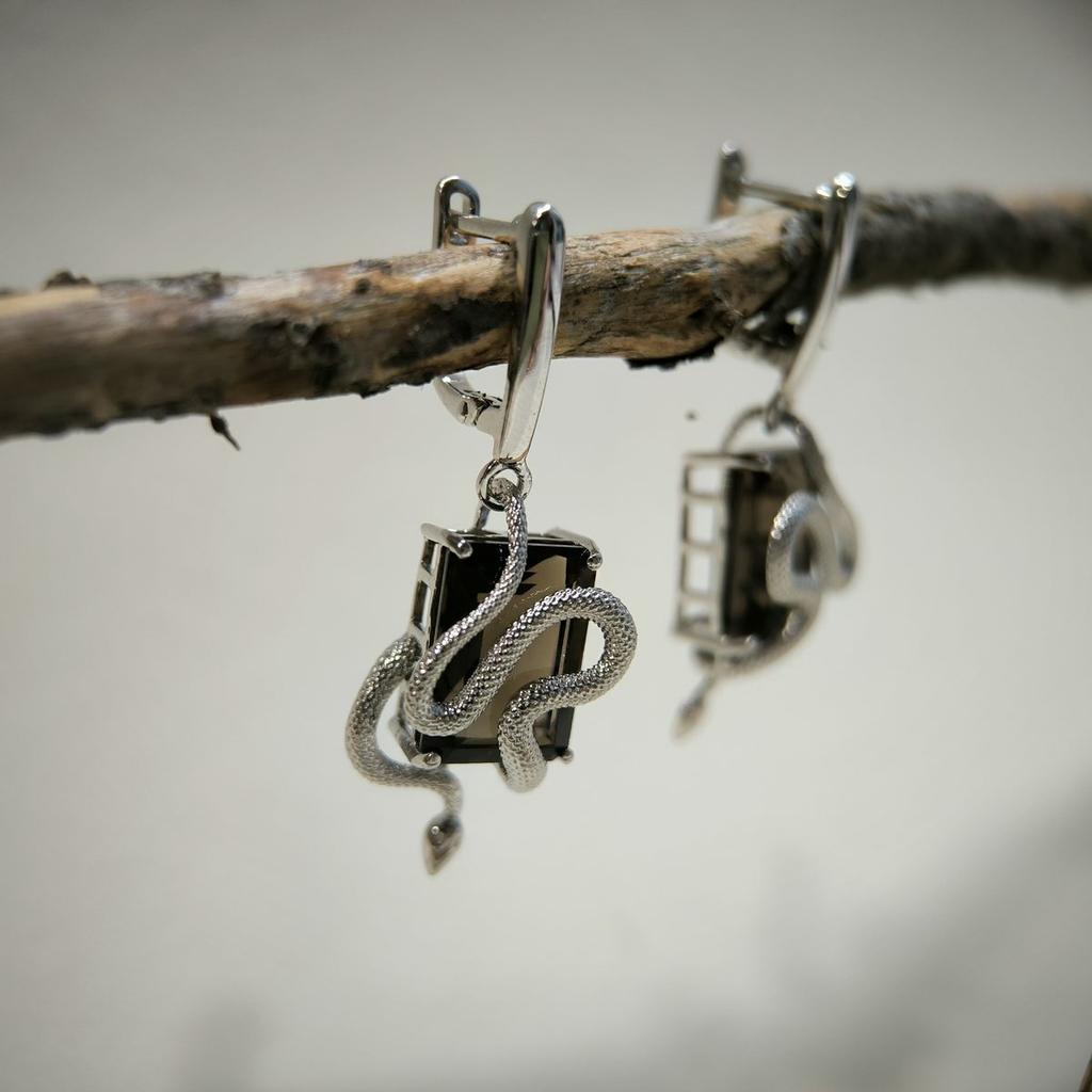 Silver Earrings with Natural Rauchtopaz (smoky Quartz) 15.158ct (2177807)