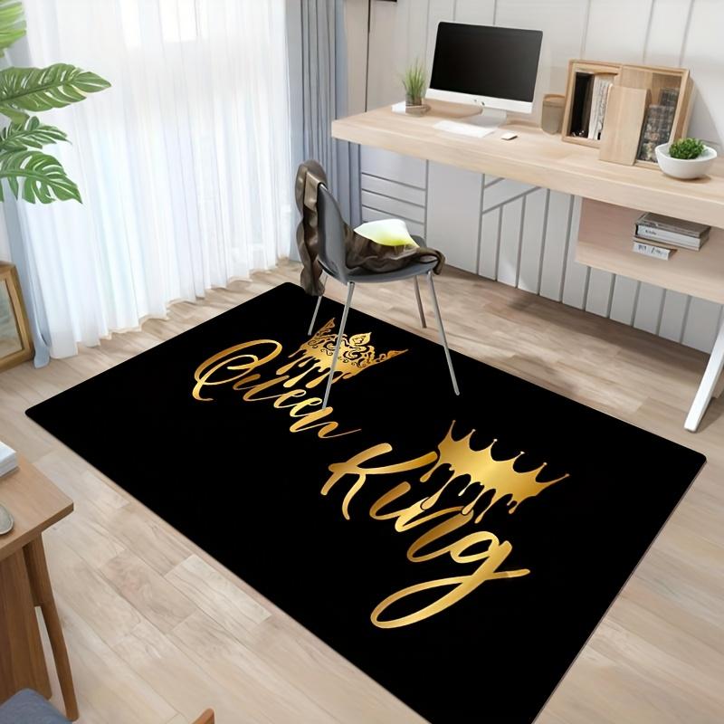 King and Queen Crown Design Polyester Area Rug - 100% Crystal Velvet Plush Floor Mat for Home Decor,Ideal for Bedroom,Living Room,Kitchen,Ba