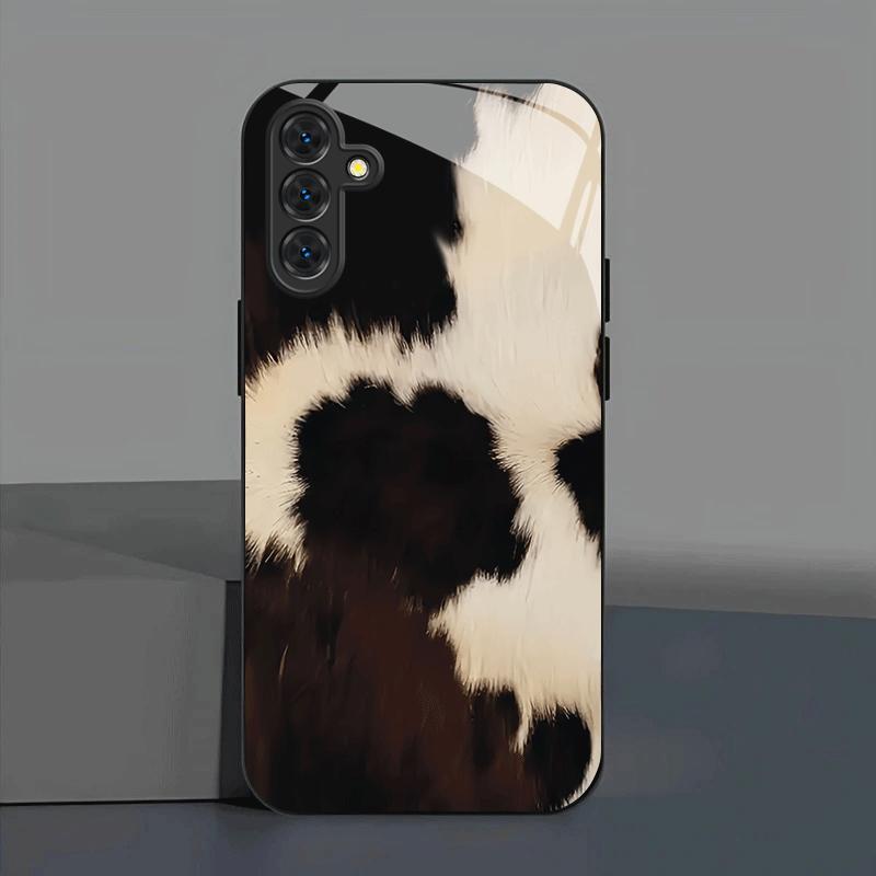 Electroplated Glass Phone Case Suitable for Samsung Galaxy S26 S25 S24 S23 S22 S20 S11 S10 FE Ultra Plus Anti Drop Cow Pattern