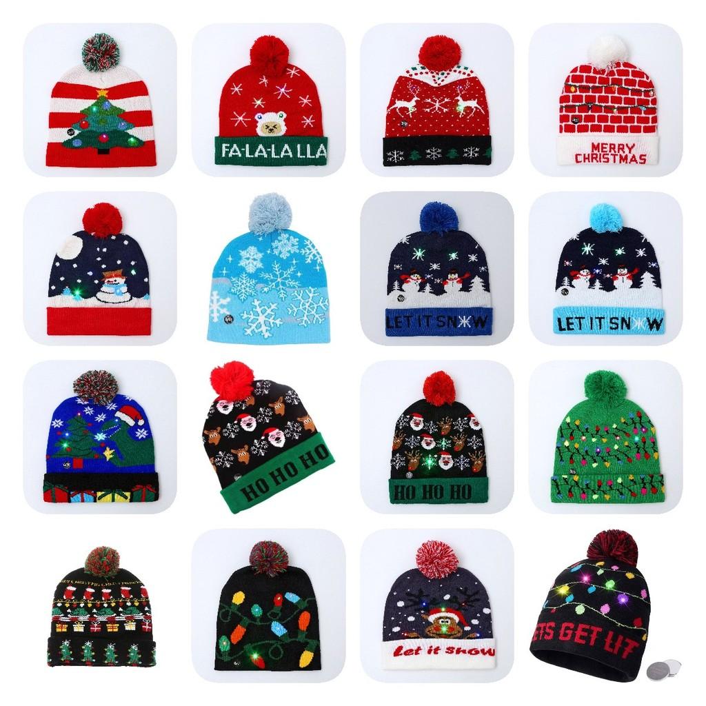 Unique Patterned Christmas Beanie Hat With Bright Led Lights For Winter Cheer
