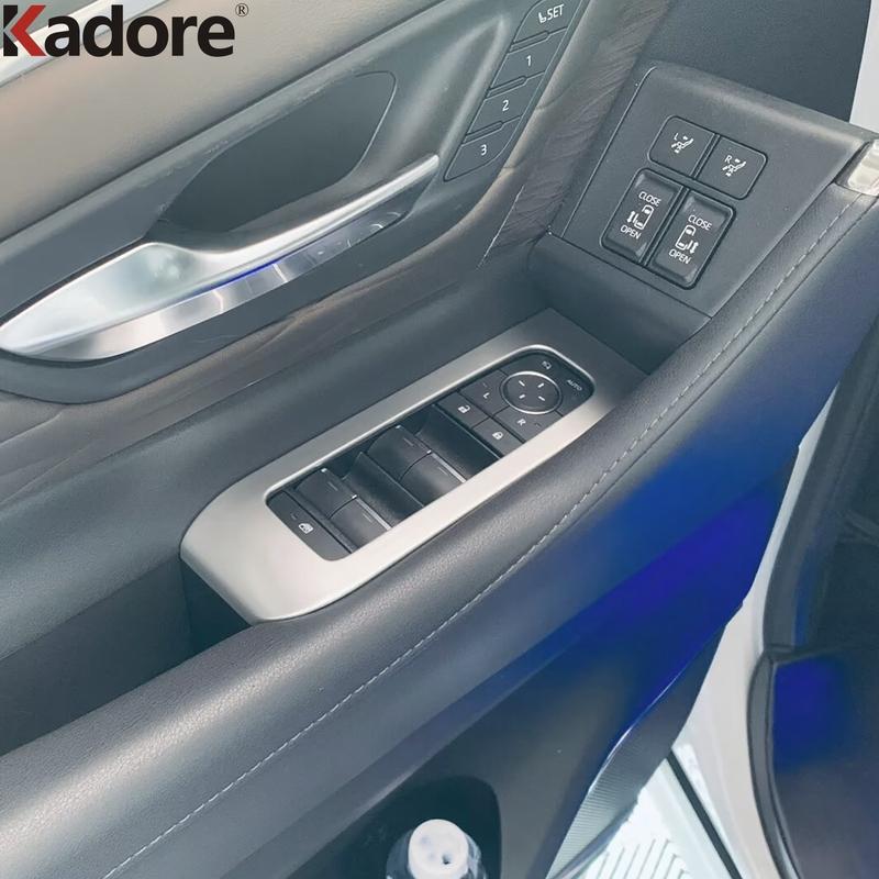 For Toyota Alphard Vellfire 2024 2025 2026 Black Car Inner Door Window Lift Switch Button Panel Cover Trim Interior Accessories