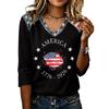 Long Sleeve Shirts for Women Womens Long Sleeve Tops Long Sleeve Tops for Women Womens Long Sleeve T Shirts Flag Print V Neck Tee