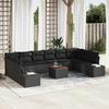 VidaXL 11-Piece Garden Sofa Set with Cushions Black Rattan Acacia 3348010