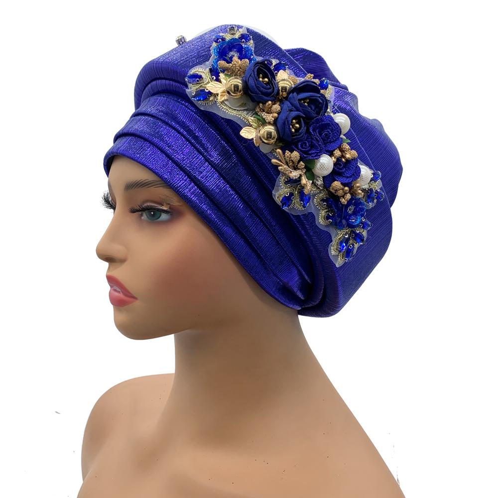 Exquisite Bouquet African Women'S Turban Cap Ready To Wear Nigeria Auto Gele Headtie Female Fashion Head Wraps Turbante Mujer