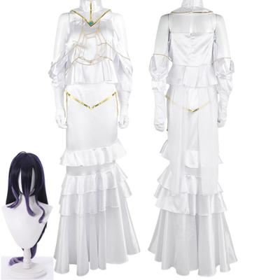 Anime Overlord Albedo Cosplay Costume Women Wig Headwear Glove Halloween Christmas White Dress