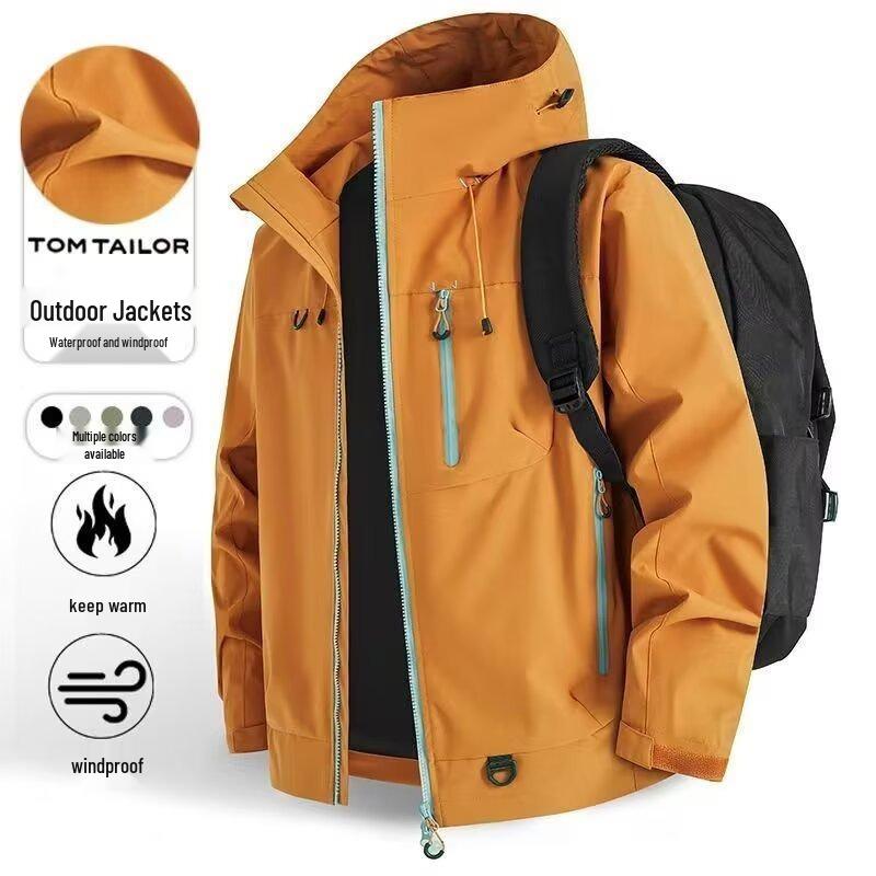 American Retro Mountain Windbreaker: Color Block, Multi-Zipper, Hooded, Waterproof Jacket for Hiking and Mountaineering