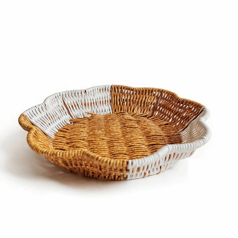 Woven Design Hotel Snack Basket Tray Elegant Fruit Bowl New Synthetic Rattan Wicker Basket Picnic