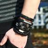 Handmade Metal Letter Cross Skull Bracelets Sets Multilayer Leather Bracelet for Men Women