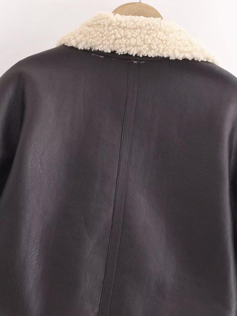 European & American Style Women's Leather & Fur One-Piece Jacket Coat - Versatile New Fashion