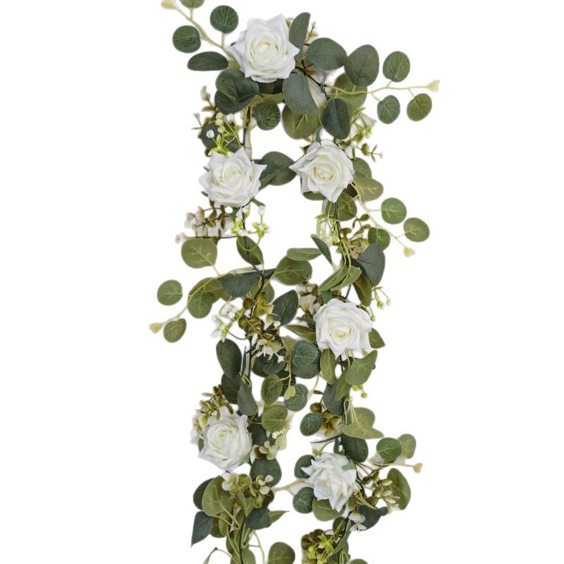 Eucalyptus & Rose Decorative Artificial Flower Vine for Home