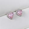 Multicolor Heart Shaped Halo Stud Earrings Rainbow Faceted Center Stone Border Ear Studs for Women Love Themed Daily Jewelry