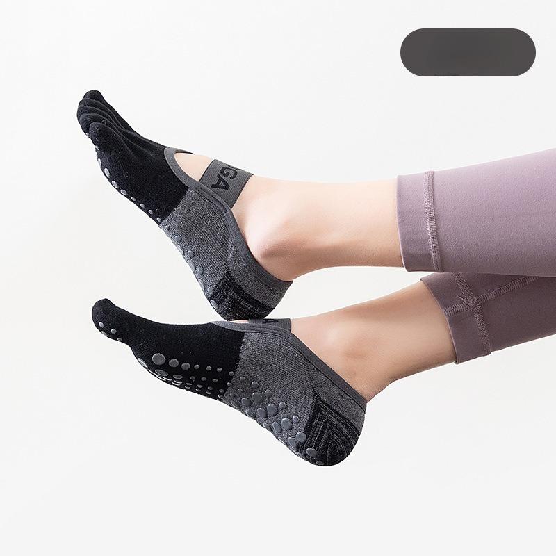 

Professional Pilates Anti slip Five Finger Ankle Socks For Women All Seasons Breathable Fitness Yoga Floor Sports Socks EU 35-40 US 5-9 чёрный
