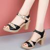Cresfimix Women Fashion Peep Toe High Quality Black Multi Color Square Heel Sandal Shoes Lady Leisure Beige Beach Shoes Ba377