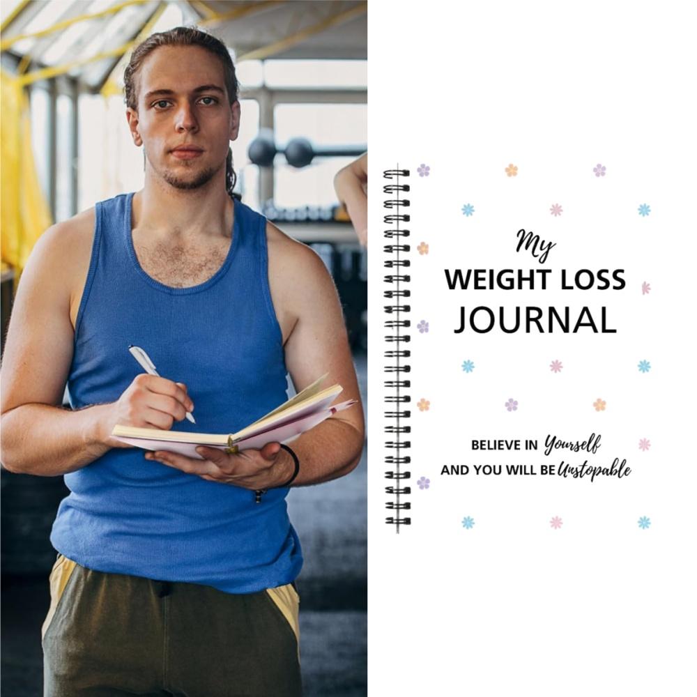 Deník pro hubnutí Ztracená kila & Sledování tělesných mír Cvičební fitness plánovač Pro muže ženy Nadšence do posilovny